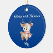 Personalisiertes Cobalt Blue Baby Girl Keramik Ornament (Links)