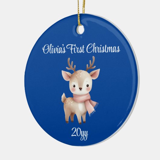 Personalisiertes Cobalt Blue Baby Girl Keramik Ornament (Links)