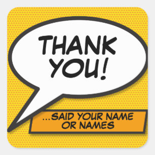 Personalisiertes Comic-Book-Pop-Art-Sprechblase Quadratischer Aufkleber