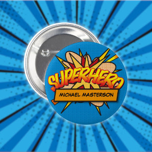 Personalisiertes Comic Book Pop Art SUPERHERO Button
