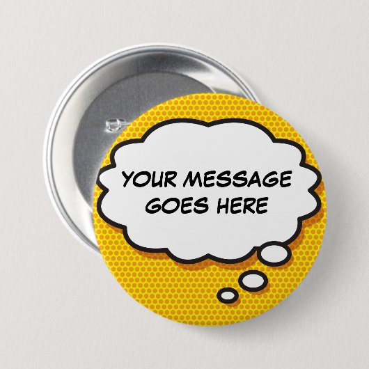 Personalisiertes Comic Book Pop Art Think Bubble Button (Vorne & Hinten)