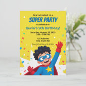 Personalisiertes Comic Book Style Super Hero Einla Einladung (Stehend Vorderseite)