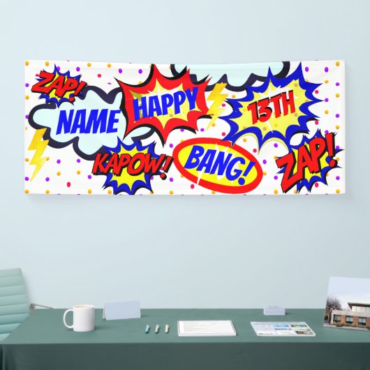 Personalisiertes Comic Book Super Hero Party Banner (Messe)
