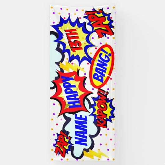 Personalisiertes Comic Book Super Hero Party Banner (Vertikal)