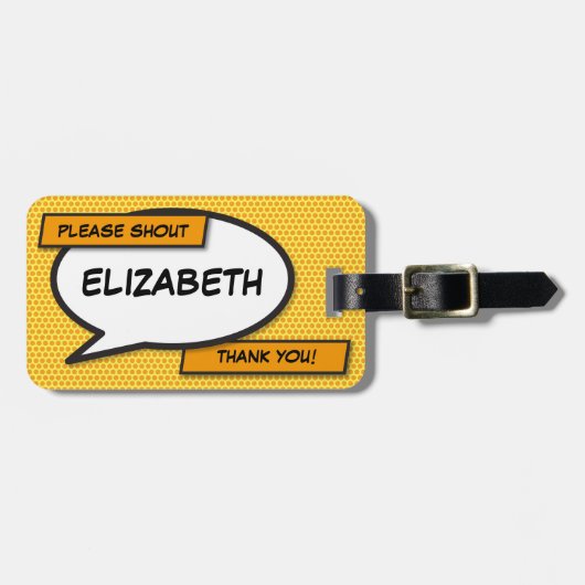 Personalisiertes Comic Buch Pop Art Speech Blase Gepäckanhänger (Vorderseite horizontal)