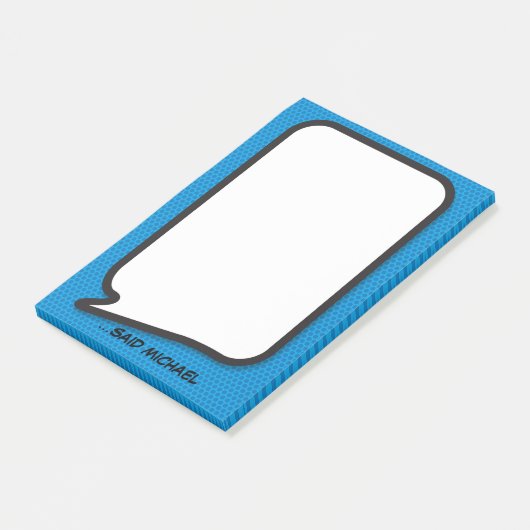 Personalisiertes Comic Buch Pop Art Speech Blase Post-it Klebezettel (angewinkelt)