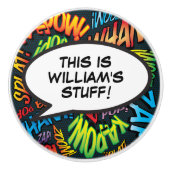 Personalisiertes Comic Buche Rede Spaß Keramikknauf (Vorderseite)