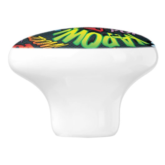 Personalisiertes Comic Buche Rede Spaß Keramikknauf (Seitenansicht)