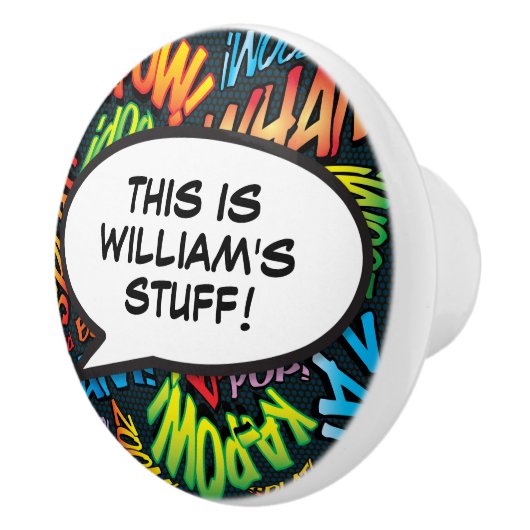 Personalisiertes Comic Buche Rede Spaß Keramikknauf (Rechts)