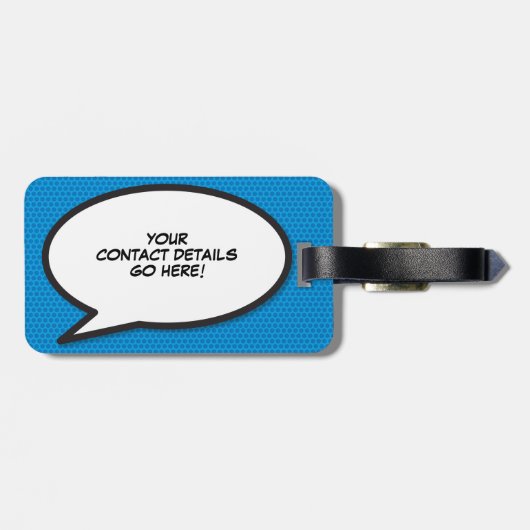 Personalisiertes Comic Buchen SUPERHERO Spaß Moder Gepäckanhänger (Rückseite horizontal)