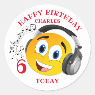 Personalisiertes Comic Emoji Kinder Geburtstagsauf Runder Aufkleber