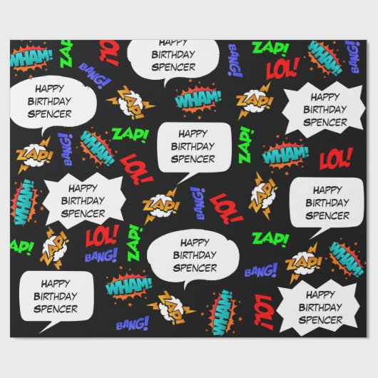 Personalisiertes Comic Geburtstag Geschenkpapier (Flach)