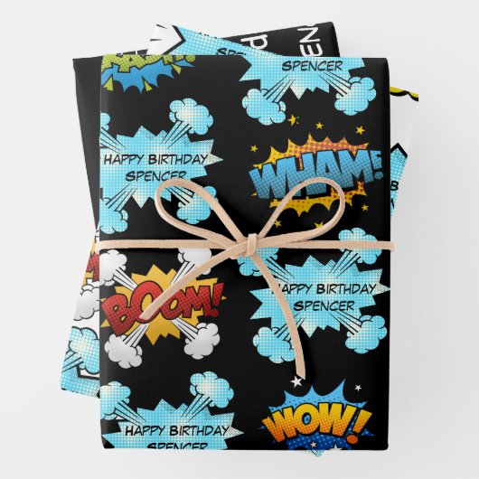Personalisiertes Comic Geschenkpapier Set (Beispiel)