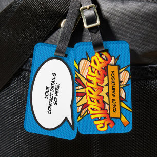 Personalisiertes Comic-Helden SUPERHELD Spaß Moder Gepäckanhänger