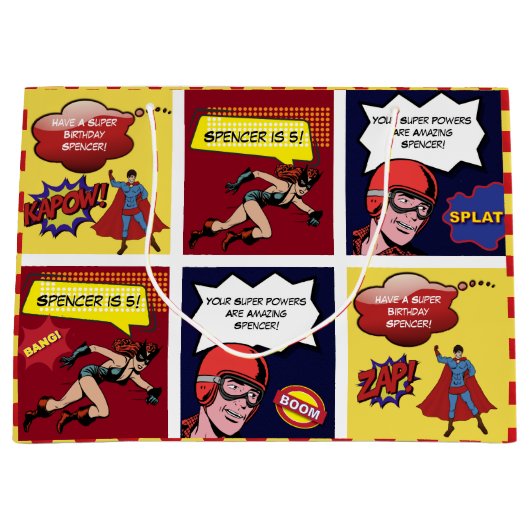 Personalisiertes Comic zum Geburtstag Große Geschenktüte (Vorderseite)