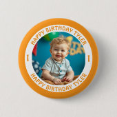 Personalisiertes Confetti Foto, Name und Alter Geb Button (Vorderseite)