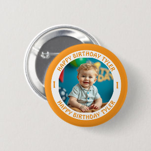 Personalisiertes Confetti Foto, Name und Alter Geb Button