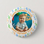 Personalisiertes Confetti Foto, Name und Alter Geb Button (Vorderseite)