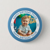 Personalisiertes Confetti Foto, Name und Alter Geb Button (Vorderseite)