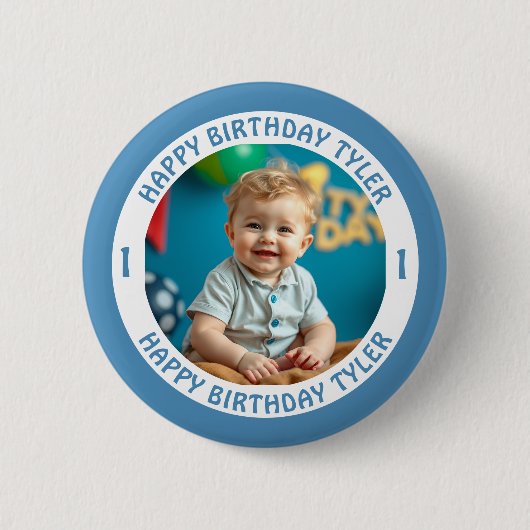 Personalisiertes Confetti Foto, Name und Alter Geb Button (Vorderseite)
