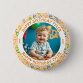 Personalisiertes Confetti Foto, Name und Alter Geb Button (Vorderseite)