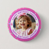 Personalisiertes Confetti Foto, Name und Alter Geb Button (Vorderseite)