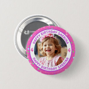 Personalisiertes Confetti Foto, Name und Alter Geb Button