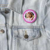 Personalisiertes Confetti Foto, Name und Alter Geb Button (Beispiel)