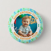 Personalisiertes Confetti Foto, Name und Alter Geb Button (Vorderseite)