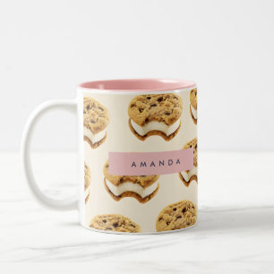 Personalisiertes Cookie-Eis-Sandwich-Muster Zweifarbige Tasse