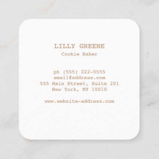 Personalisiertes Cookie-Logo für benutzerdefiniert Quadratische Visitenkarte (Rückseite)