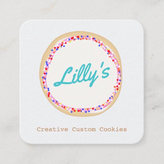 Personalisiertes Cookie-Logo für die Bäckerei Quadratische Visitenkarte (Vorderseite)
