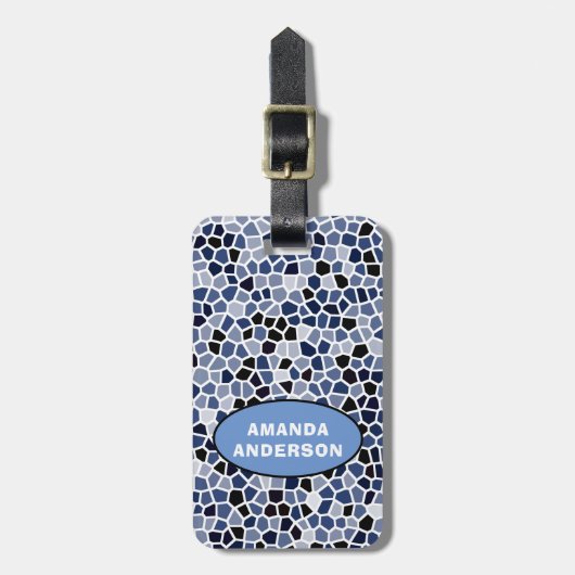 Personalisiertes COOLES blaues gestanztes Glasmust Gepäckanhänger (Vorderseite vertikal)
