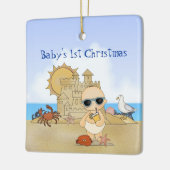 Personalisiertes Cooles Boy Beach Baby Keramikornament (Links)