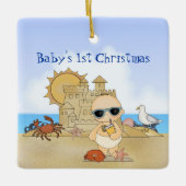 Personalisiertes Cooles Boy Beach Baby Keramikornament (Vorderseite)