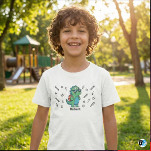 Personalisiertes Cooles Dinosaurier-Monster Zurück T-Shirt