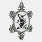 Personalisiertes Cooles Snowboarden Schneeflocken Zinn-Ornament (Links)