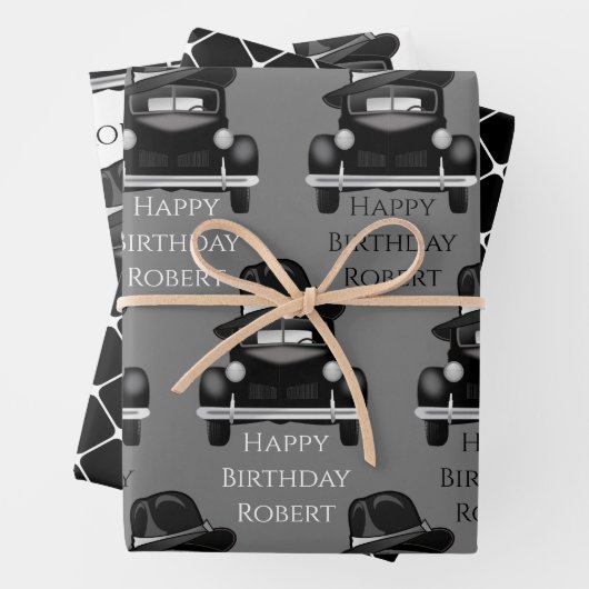 Personalisiertes cooles und klassisches Auto Geschenkpapier Set (Beispiel)