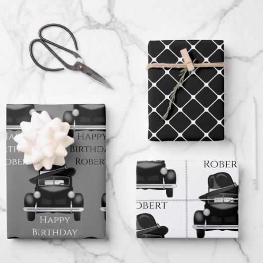 Personalisiertes cooles und klassisches Auto Geschenkpapier Set (Vorderseite)