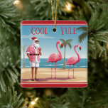 Personalisiertes Cooles Weihnachten Santa Beach We Keramikornament<br><div class="desc">Das Coole Weihnachten Santa and Flamingos Beach Weihnachtsmetal Ornament - eine Mischung aus Urlaubstradition und tropischem Spaß! Santa und seine Flamingo-Freunde auf einem Sandstrand. Die Rückseite mit einem Namen und einem Jahr oder einem Text,  den Sie hinzufügen möchten,  personalisiert.</div>
