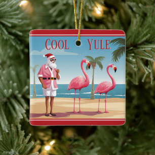 Personalisiertes Cooles Weihnachten Santa Beach We Keramikornament