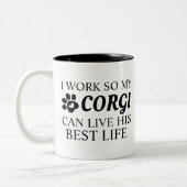 Personalisiertes Corgi Foto Geschenk für Hunde Lie Zweifarbige Tasse (Links)