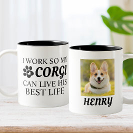 Personalisiertes Corgi Foto Geschenk für Hunde Lie Zweifarbige Tasse