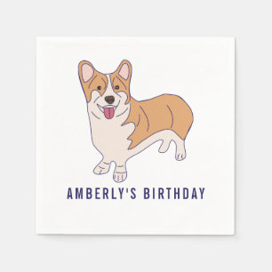 Personalisiertes Corgi Hund Geburtstagsbuch Serviette