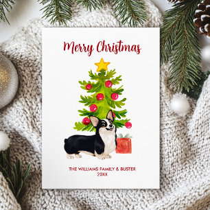 Personalisiertes Corgi-Hunde-Weihnachten Feiertagskarte