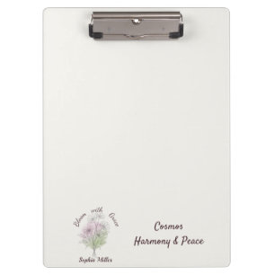 Personalisiertes Cosmos Namens Botanisches Florale Klemmbrett