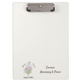 Personalisiertes Cosmos Namens Botanisches Florale Klemmbrett