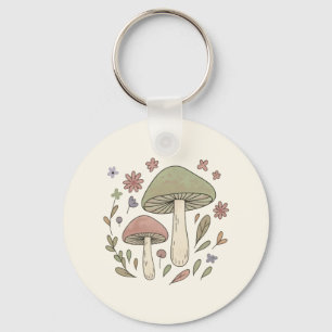 Personalisiertes Cottagecore-Pilz-Blumengeschenk Schlüsselanhänger