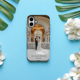 Personalisiertes Couple-Foto mit Name & Year Weddi iPhone 16 Plus Hülle