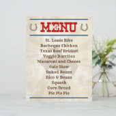 Personalisiertes Cowboy Hoedown Party Menu (Stehend Vorderseite)